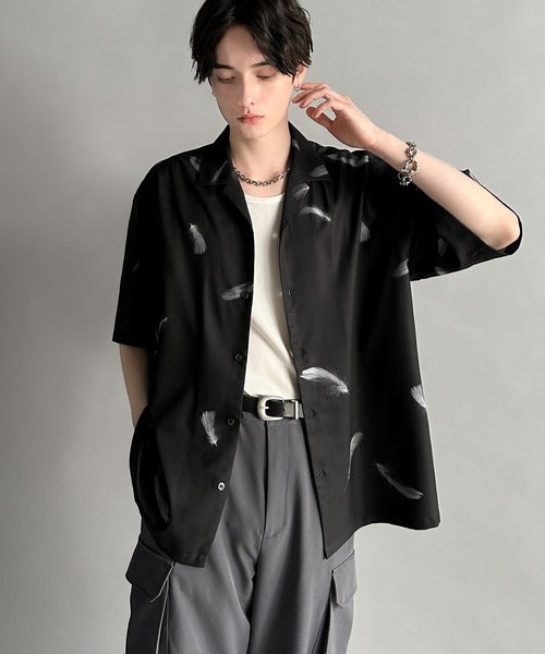 Oversized Drape Half Sleeve Shirt/総柄プリントオーバーサイズドレープ半袖シャツ co1150014