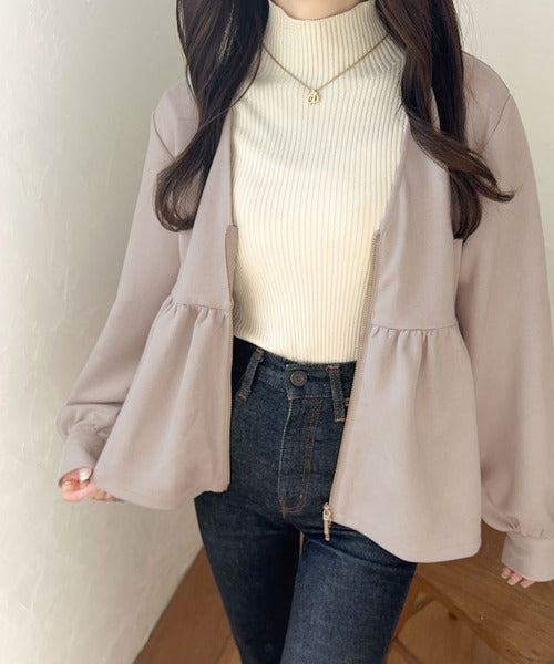 【mily bilet】大人フェミニンな雰囲気。スウェードポンチへプラムダブルジップジャケット mi1019061