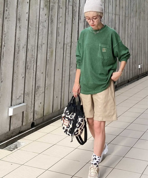 《JaVaジャバ コラボ》綿100％ピグメント加工ポケット付きロングTee jv1029002