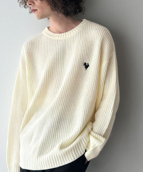 【Classical Origin】「究極スタンダード」畔編みオーバーサイズクルーネックセーター ／Oversized Ribbed Knit Crew Neck Sweater co0780012