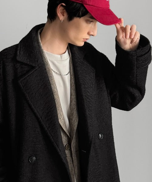 【Classical Origin】「余裕を魅せる。」フェイクウールロングチェスターコート／Fake Wool Long Chester Coat ao1010465