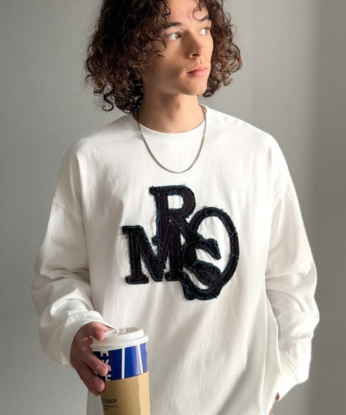 【Classical Origin】「一軍確定。」フリンジパッチワーク使いリラックスTシャツ／Fringe and Patchwork Relaxed T-Shirt co1320004