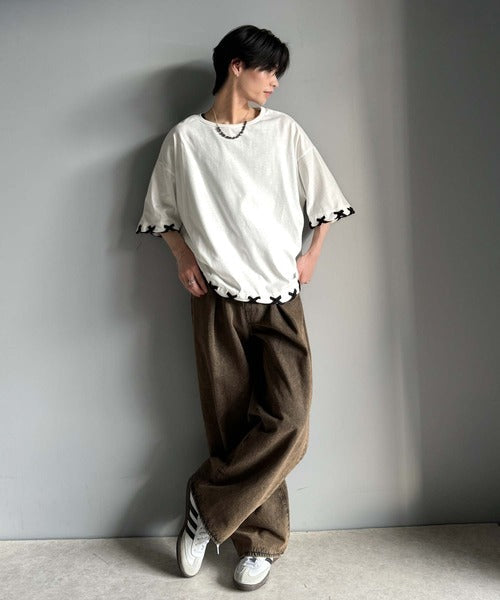 トレンドライクなゆるシルエット。【メンズ】ステッチデザインTシャツ（半袖） cm1010407