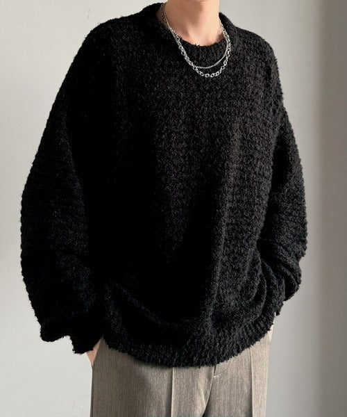 【Classical Origin】「優しさに包まれる。」ブークレー糸クルーネックニットトップス（長袖）/Boucle yarn crew neck knit top ao1020302