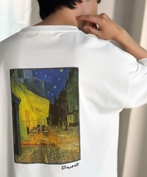 《ゴッホ絵画グラフィック》ステッチ刺繍MIXデザイン 高機能半袖Tシャツ【接触冷感・UVカット機能付き】【JaVaジャバコラボ】 jo1150093