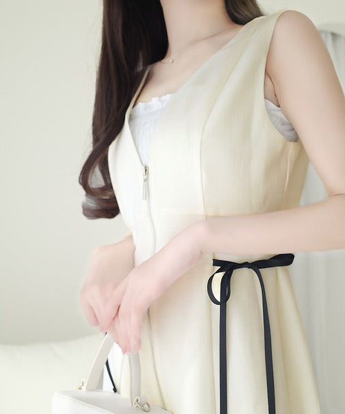 【mily bilet】品よくフェミニンに決まる。リネンライクサイドリボンジャンスカ（ロング丈） mi1139067