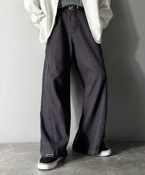 【Classical Origin】「二度見される。」サイドダブルカーブラインデニムパンツ／Side Double Curve Line Denim Pants co0900002