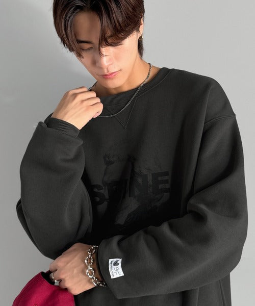 【Classical Origin】肖像画裏起毛スウェット／Face Art Fleece Sweatshirt ao1330042