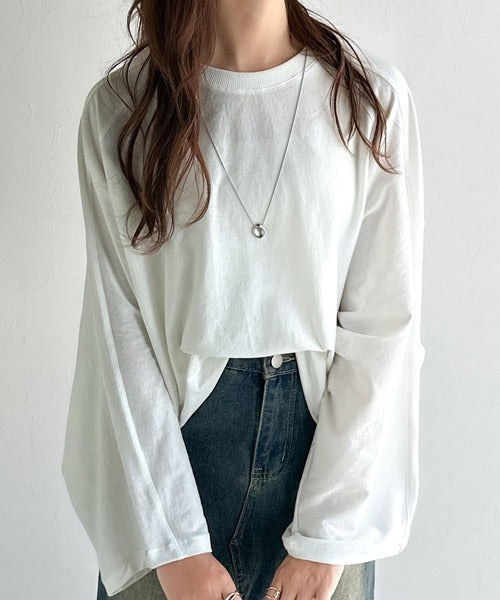 《JaVaジャバコラボ》ゆるっと大人カジュアル。綿100％ドルマンスリーブカットロンTEE（長袖） jv1260489
