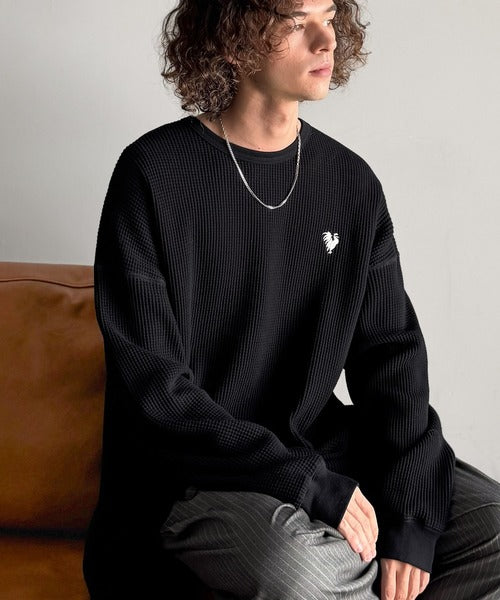 【Classical Origin】「ヘビーウェイト一択。」綿100％ワッフルクルーネックビッグTシャツ／Cotton 100% Waffle Crew Neck Big T-Shirt co0780014