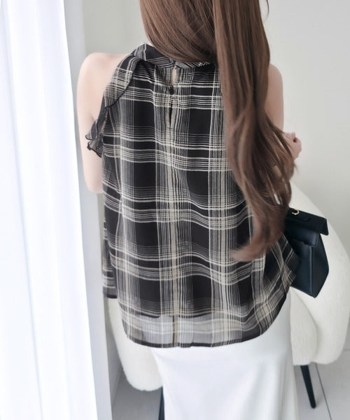 【mily bilet】洗練された大人フェミニン。アメスリ リボン付きフリルブラウス  チェック 花柄 ドット mi1019157