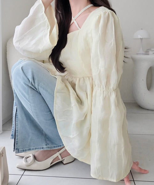 【mily bilet】立体感が大人可愛くて、一枚で華やぐ。ぽこぽこペプラムトップス mi1329131