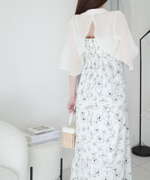 【mily bilet】透け感コーデ でつくる、映えガーリー。前後2WAY花柄シアーボレロセットアップキャミワンピース mi1139082