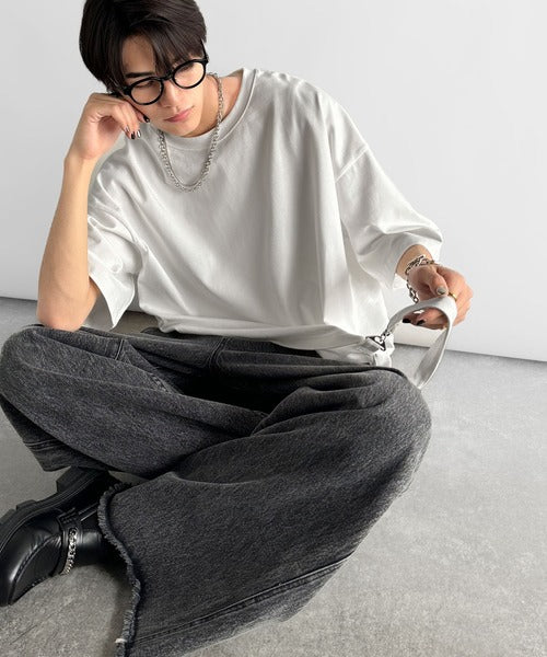 Belt Design Transformable Cropped T-Shirt／脱着式ベルトデザインショート丈Tシャツ co1150015