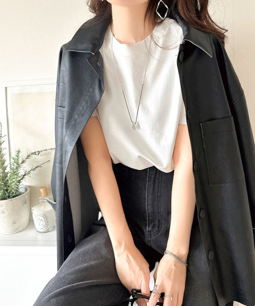 【sustaina+】シンプルなのに格上げ感抜群。オーガニックコットン100%前後2wayロゴ刺繍＆フロッキーTシャツ(半袖) ce1260399