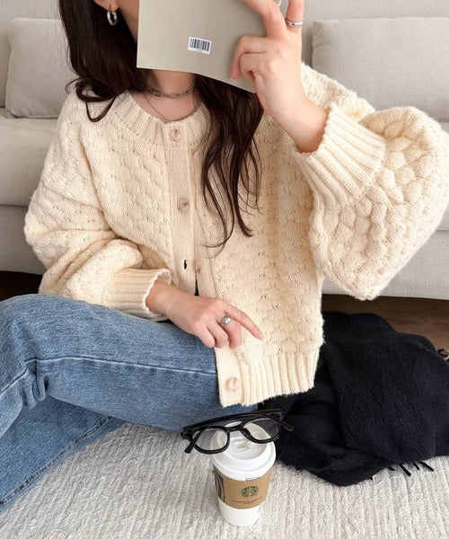 【mily bilet】甘さも着回し力も欲張って♪前後2wayぽこぽこカーディガン mi1329106