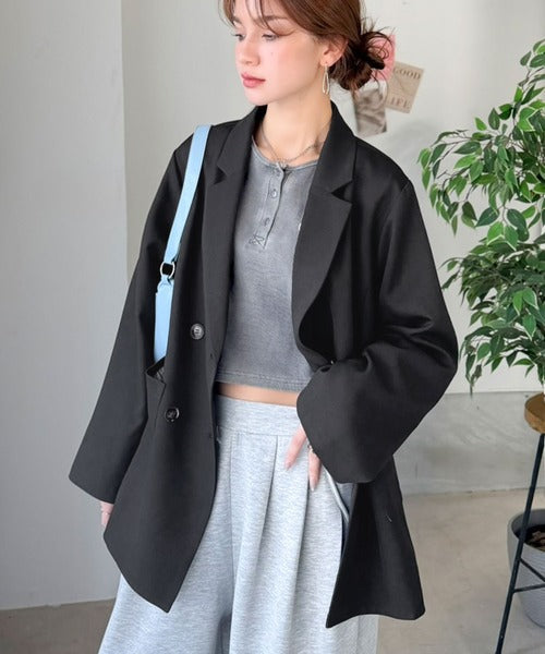 【mily bilet】折ってもかわいい♪春まで着れちゃう万能アイテム。裏地付きダブルボタンテーラードジャケット mi1329089