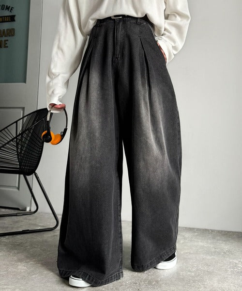 【Classical Origin】「Aライン即完成。」変形3タックスーパーワイドデニム／Unique Three-Tuck Super Wide Denim co0900005