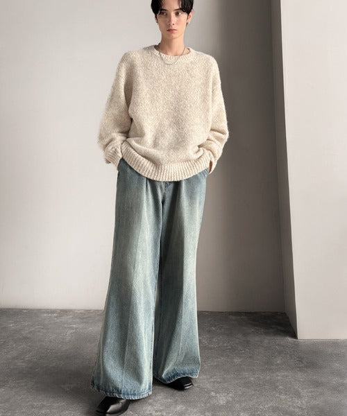 【Classical Origin】「深みのある大人に。」クルーネックミックスカラー糸ニット（長袖）/Crew neck mixed color knit ao1020308