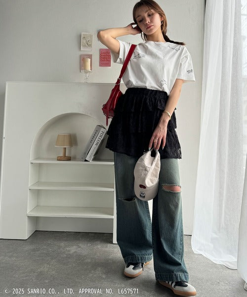 【Sanrio characters/サンリオキャラクターズ】綿100％!かわいい魅力サンリオキャラクターズ刺繍半袖Tシャツ ce1330035