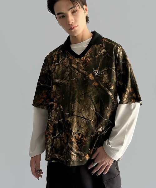 《JaVaジャバコラボ》ラインストーン使い総柄ゲーム半袖Tシャツ jo1150023