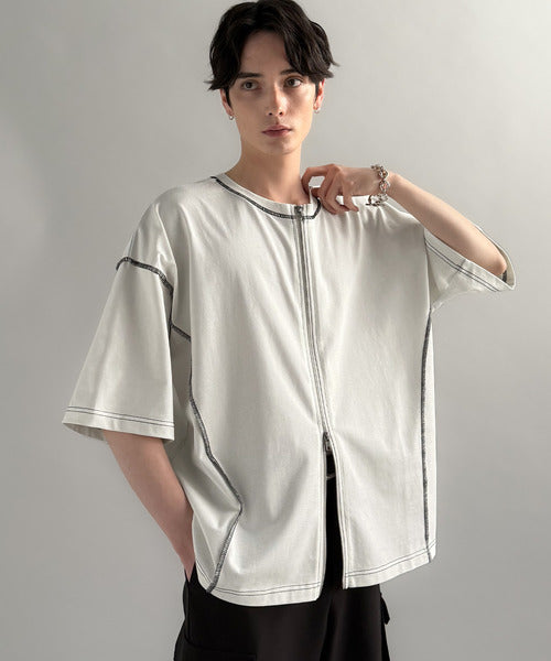 【Classical Origin】「1枚でも羽織でも。」インサイドアウト仕様2wayダブルジップTシャツ／Inside-Out Oversized Double-Zip 2way T-Shirt co1150018