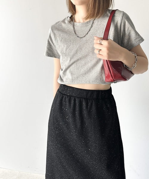 【mily bilet】華やかで上品。バックスリットIラインラメロングスカート mi1149056