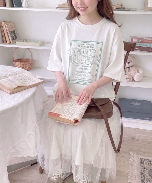 【キッズ】《JaVaジャバコラボ》親子お揃い リンクコーデできちゃう！前後2way 綿100％ロゴプリントTシャツ(半袖) jk1050136
