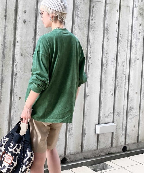 《JaVaジャバ コラボ》綿100％ピグメント加工ポケット付きロングTee jv1029002