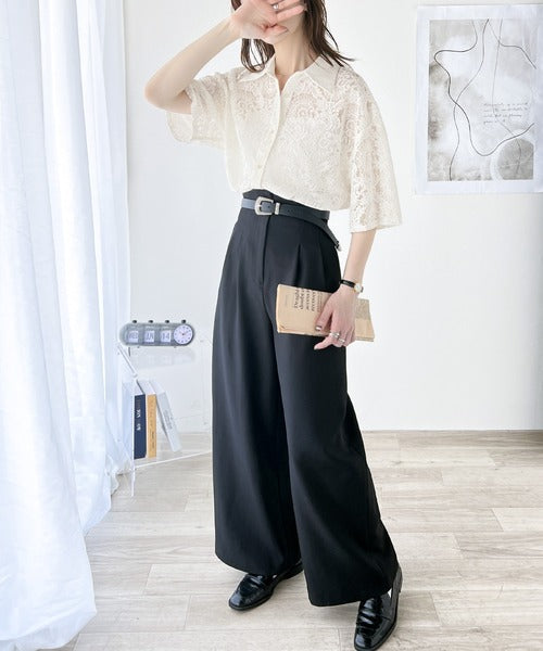 大人の透け感。半袖レースブラウス ce1110074