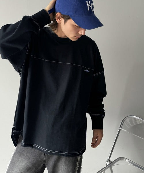 《Javaジャバコラボ》胸元javaネーム綿100%長袖フットボールTシャツ jm1050131