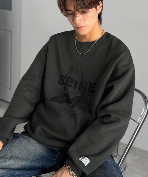 【Classical Origin】肖像画裏起毛スウェット／Face Art Fleece Sweatshirt ao1330042