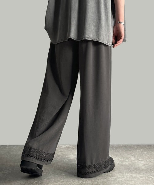 「キレイめ×抜け感」裾レース切り替えリラックスイージースラックス／Lace Panel Easy Slacks co1010020