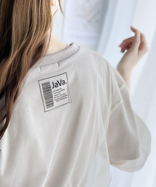 《JaVa ジャバコラボ》1枚でレイヤードが完成。チュールレイヤードバックプリントTシャツ jv1010288
