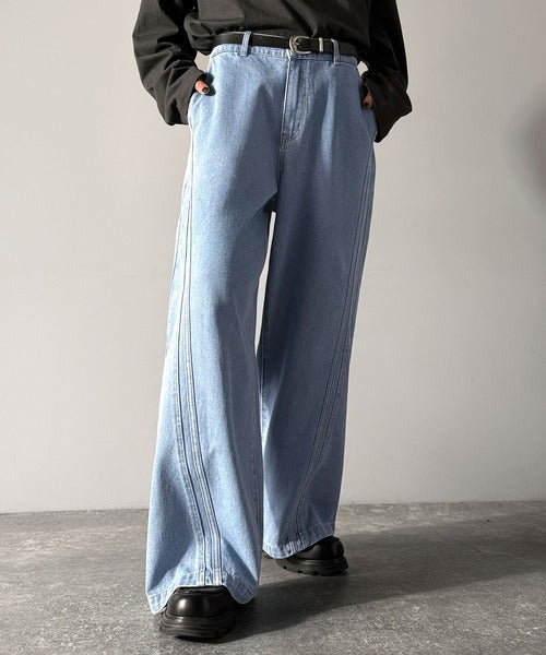 【Classical Origin】「二度見される。」サイドダブルカーブラインデニムパンツ／Side Double Curve Line Denim Pants co0900002