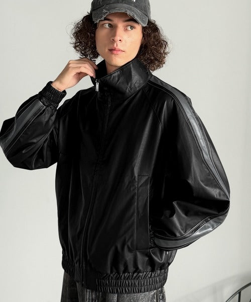 【Classical Origin】High-Neck Leather Track Jacket／ハイネックレザートラックジャケット co1150040