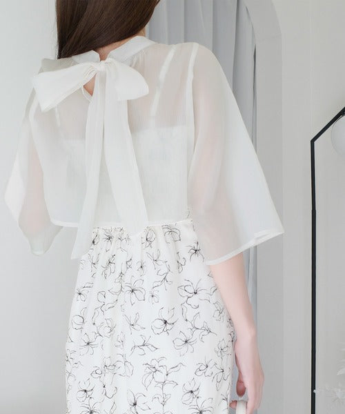 【mily bilet】透け感コーデ でつくる、映えガーリー。前後2WAY花柄シアーボレロセットアップキャミワンピース mi1139082