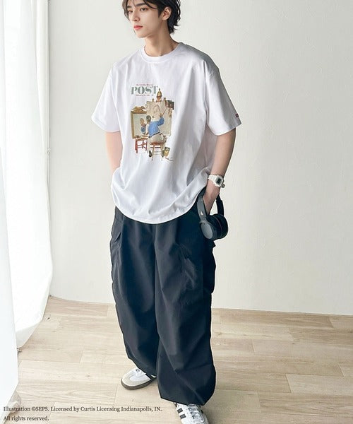 『THE SATURDAY EVENING POST』×クラシカルエルフ 別注グラフィックTシャツ 【Rockwell's Triple Self-Portrait Reprint】 ce1260281