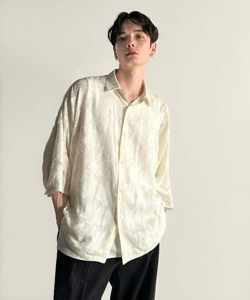 Sheer Jacquard Dolman Sleeve Shirt／フラワー柄シアージャカードドルマンシャツ co1150008