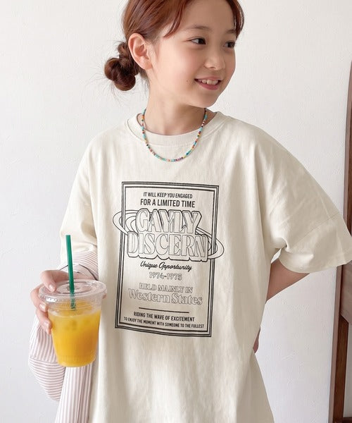 【キッズ】《JaVaジャバコラボ》親子お揃い リンクコーデできちゃう！前後2way 綿100％ロゴプリントTシャツ(半袖) jk1050136