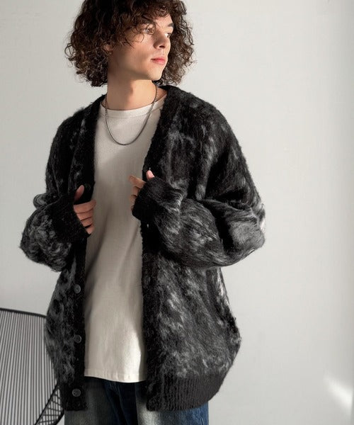 【Classical Origin】「まるで毛布。」モヘアライクシャギー素材Vネックカーディガン／Mohair-Like Shaggy Knit V-Neck Cardigan co0780003