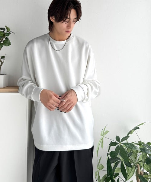 【Classical Origin】「大人シンプル。」ドルマンスリーブダンボール素材ビックTEE（長袖）／Dolman Cardboard Big Tee ao1260455