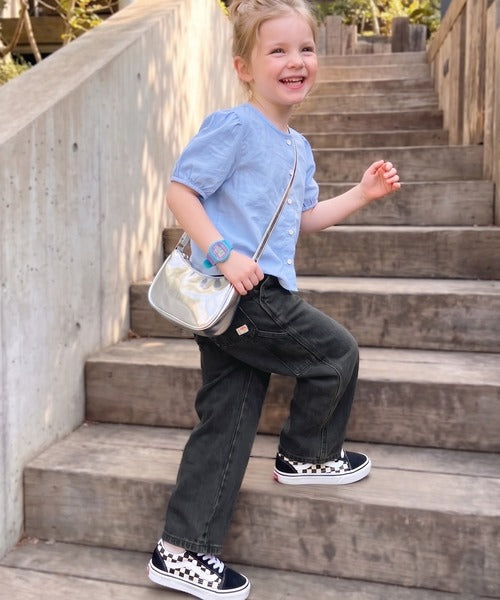 【キッズ】《JaVa ジャバ別注》キュンとする可愛さ。アクティブに動けるストレスフリーボトム。ペインターデニムパンツ jk0420048