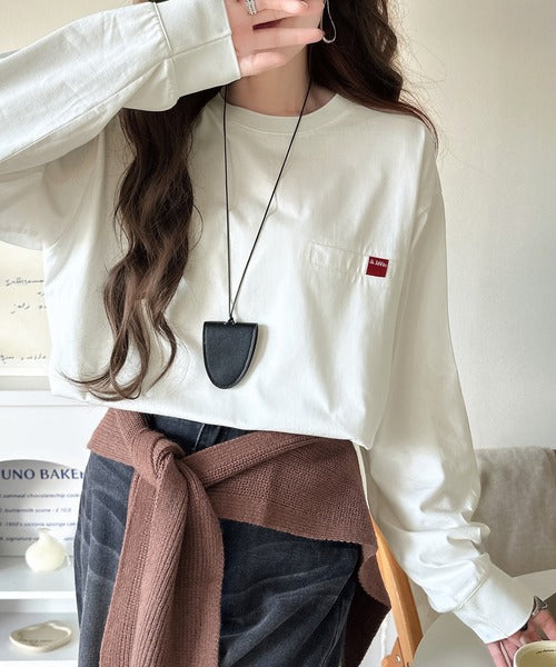 《JaVa ジャバコラボ》シンプルなのに格上げ。綿100％シルケット素材裾ドロストオーバーサイズTシャツ（長袖） jv1050408