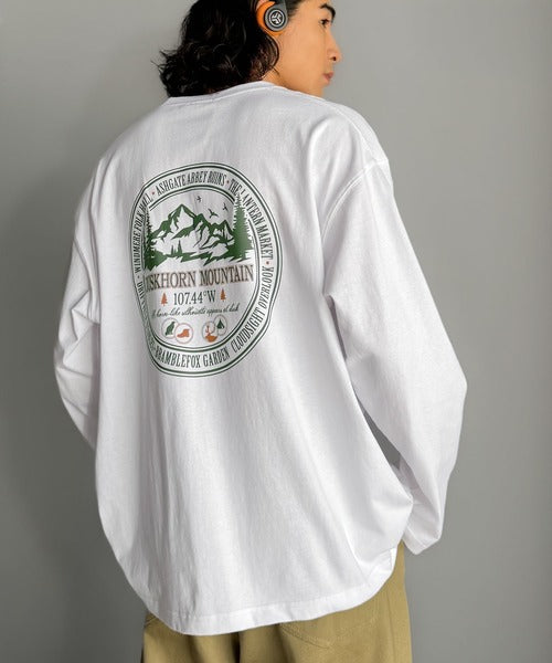 《JaVaジャバコラボ》程よいストリート感で幅広いスタイルにマッチ。 綿100%アドベンチャーマウンテンTシャツ（長袖） jo1150068