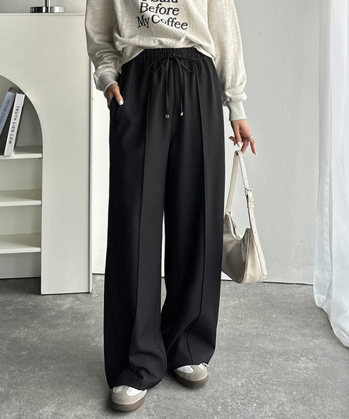 快適さと上品さを兼ね備えた、欲張りパンツ。センターパイピングイージーパンツ【セットアップ可】 ce1240109