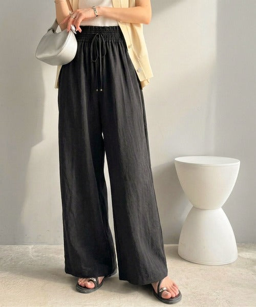【接触冷感機能付き】涼感叶う！この夏、優勝item。【-3℃】ウエストタックワイドストレートイージーパンツ ce1265056