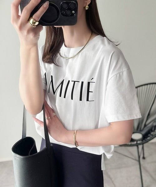 ワンランク上の大人シンプルベーシック。シルケット加工フロッキープリントTシャツ（半袖） ce1020202