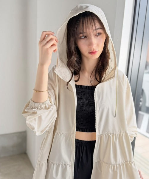 【接触冷感・UVカット・UPF50＋・遮熱機能付き】ひらりと隠して、しっかり守る。ティアードラッシュガード４点セット(紫外線カット率90%以上) jv1265097