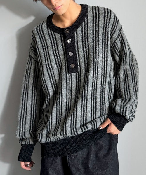 【Classical origin】ヘンリーストライプニット／Henley Striped Knit ao1020315